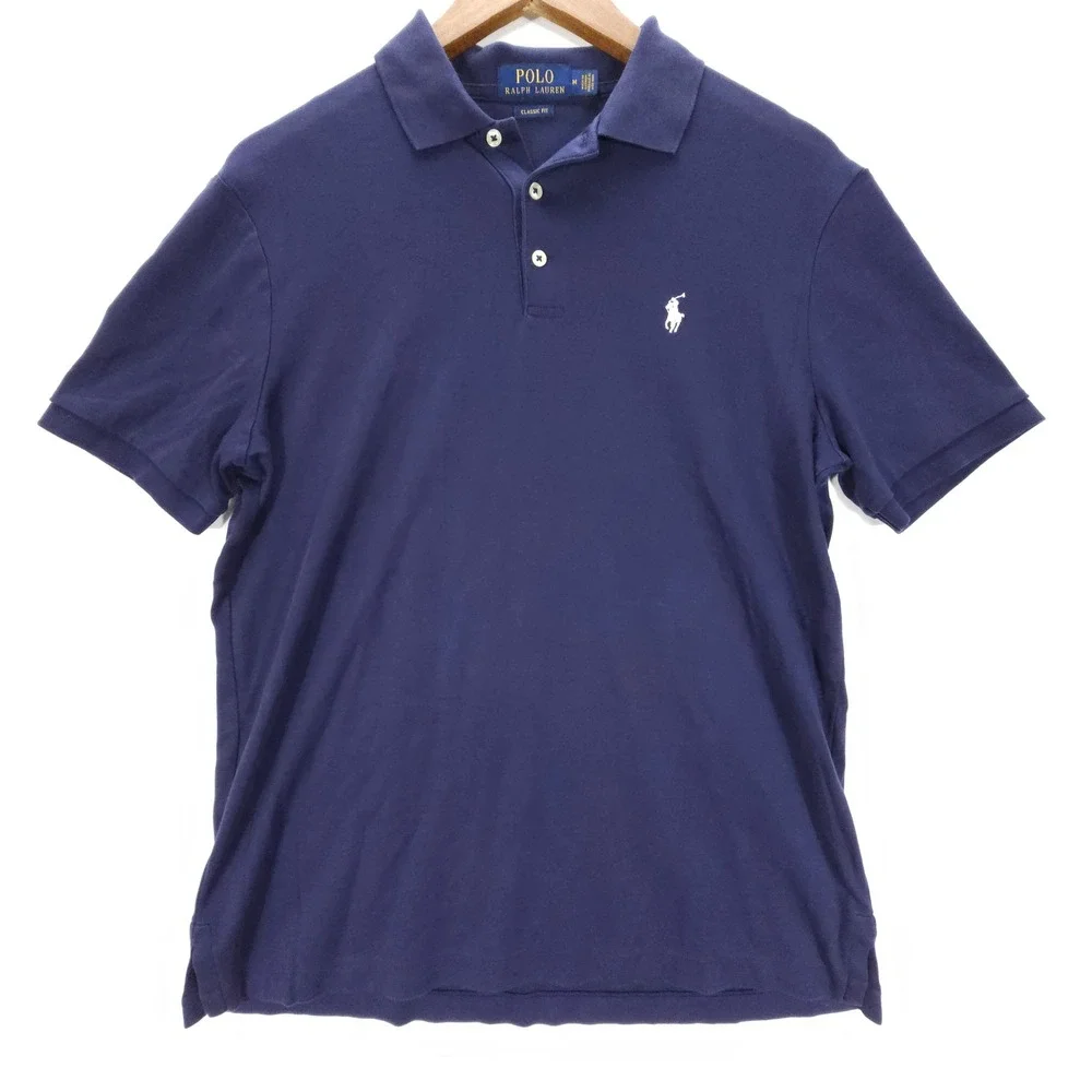 Polo Ralph‎ Lauren Polo Mens M Navy Blue Streetwear Classic Fit Jersey Shirt